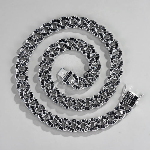 Cuban Link Chain 13mm Black Rhinestone