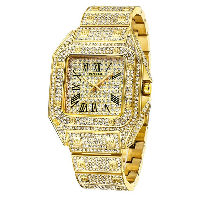 Reloj Cuarzo Cuadrado con Diamantes