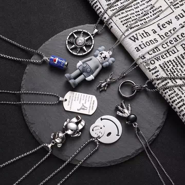 Hip-Hop Animal Pendant Necklace | Titanium Steel Box Chain | Vintage Finish | 51-80cm | Unisex | 80+ Designs