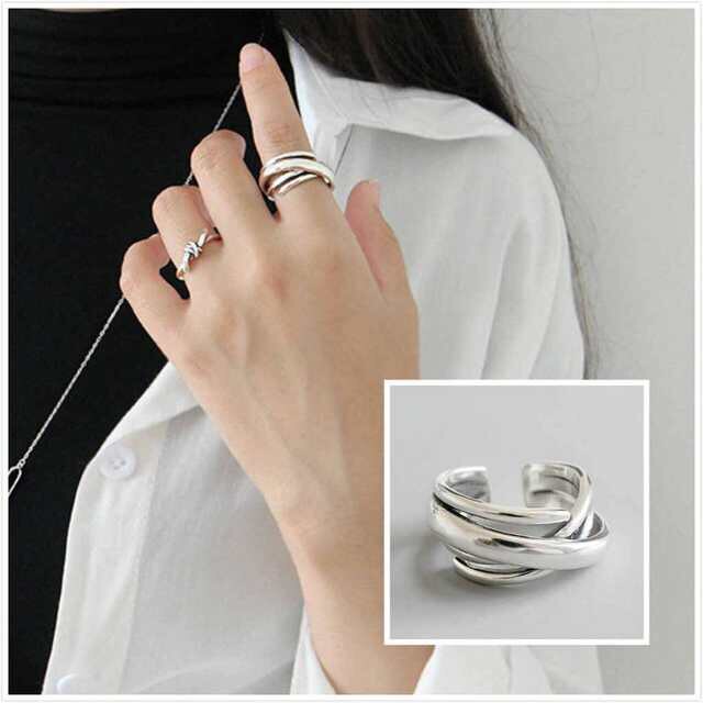 Geometric Knot Ring | Adjustable | White Copper | Minimalist Women's Statement Ring