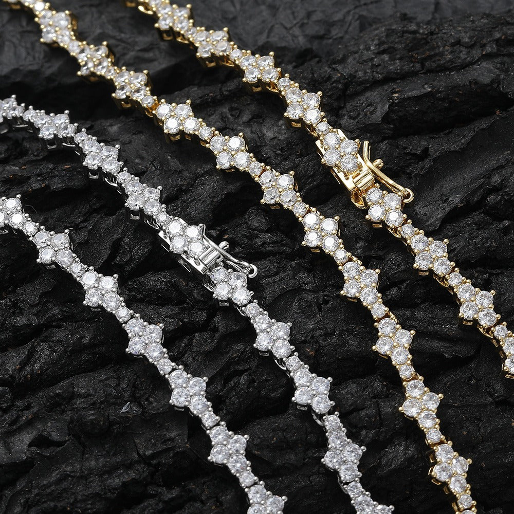 Zircon Tennis Necklace & Bracelet | 3mm Copper | Gold & Silver | Hip-Hop Unisex Jewelry