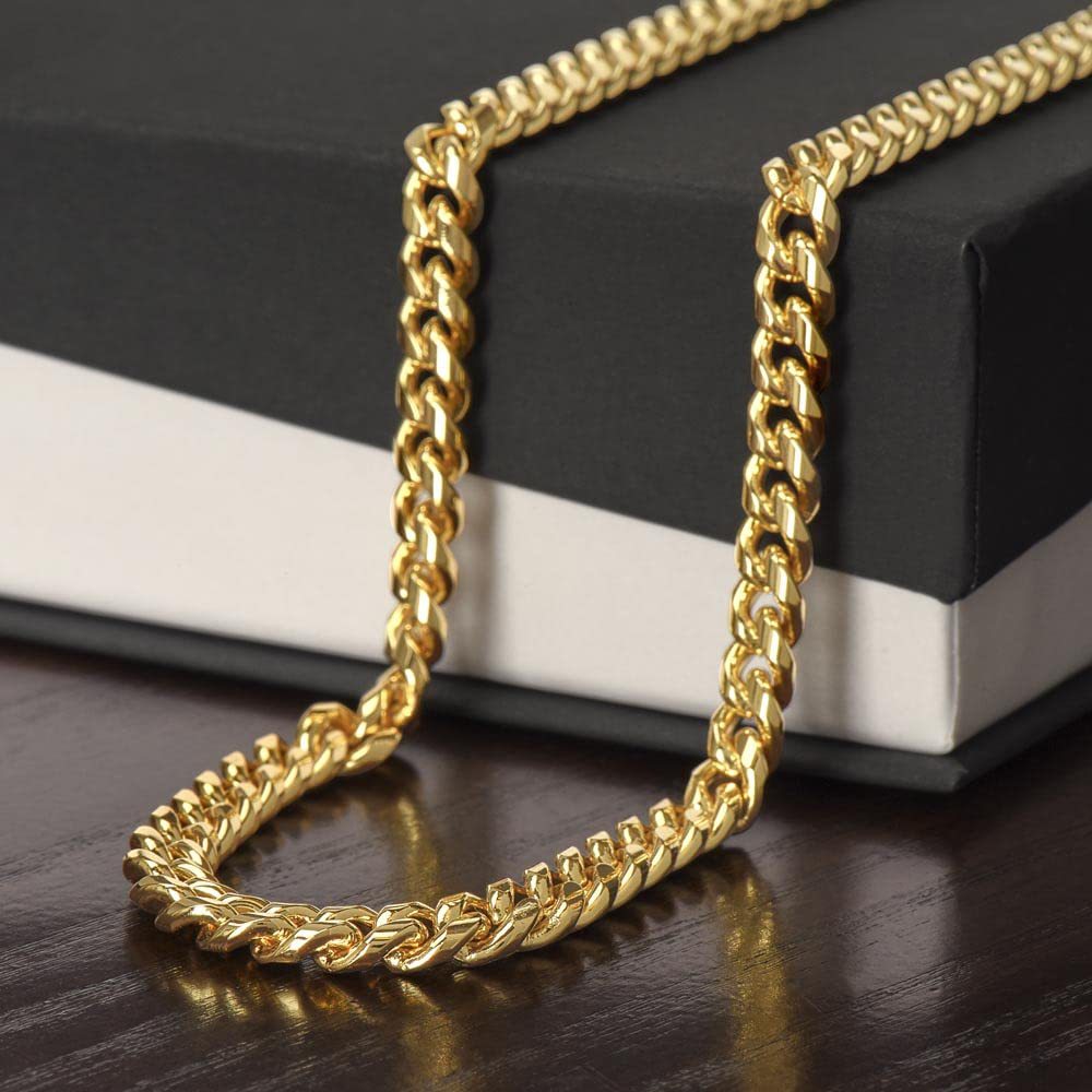 Cuban Link Chain | Stainless Steel | Double-Sided Polish | Wooden Gift Box Included | White Gold & Yellow Gold