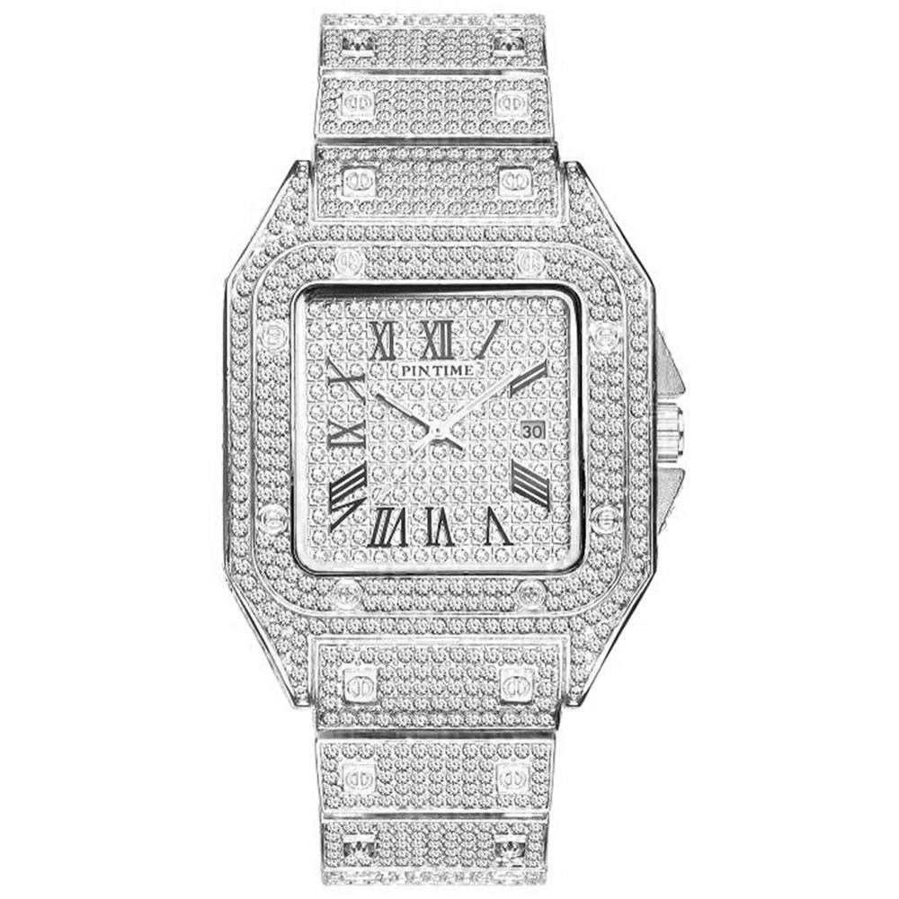 Reloj Cuarzo Cuadrado con Diamantes