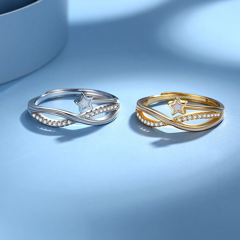Alloy double-layer star line ring