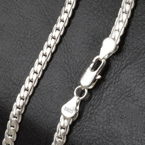925 Sterling Silver Sideways Chain Necklace | 6mm | 50cm | Unisex | Wedding & Daily Wear