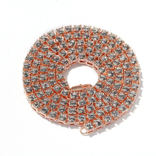 1 Row Tennis Chain Hiphop Bling Bling Iced Out 5mm Necklaces Luxury Brand Silver/Gold Color Men Chain Fashion Jewelry