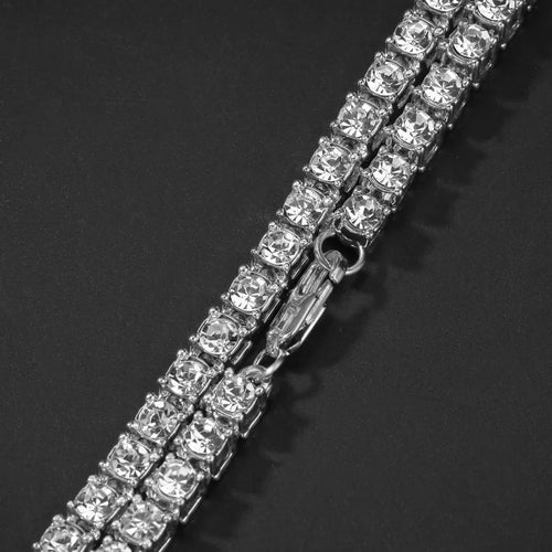 1 Row Tennis Chain Hiphop Bling Bling Iced Out 5mm Necklaces Luxury Brand Silver/Gold Color Men Chain Fashion Jewelry