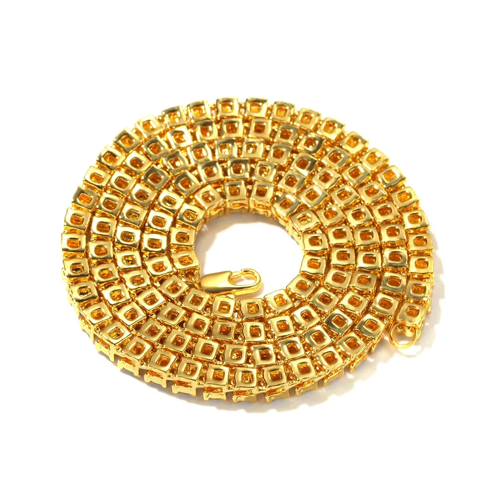 1 Row Tennis Chain Hiphop Bling Bling Iced Out 5mm Necklaces Luxury Brand Silver/Gold Color Men Chain Fashion Jewelry